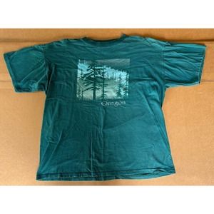 Vintage VTG Oregon Single Stitch Graphic T-Shirt Size XL Made in USA Trees Green